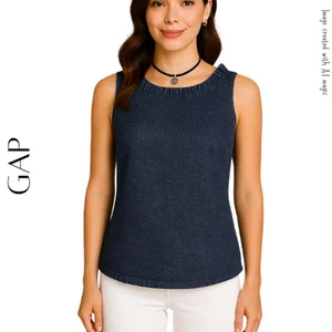 Top GAP Azul Oscuro Denim Sin Mangas Espalda en V, S, ¡NUEVO CON ETIQUETAS! - Imagen 1 de 9