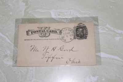 VINTAGE USED POSTAL CARD FROM OFFICE OF THE OVERMAN WHEEL CO. 1883 - Image 1 of 2