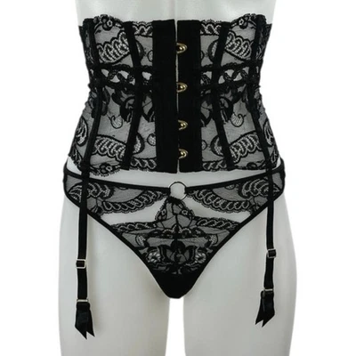 Lencería ajustadora de cintura para mujer Aubade corsé transparente de encaje negro talla S Foto 1 de 4