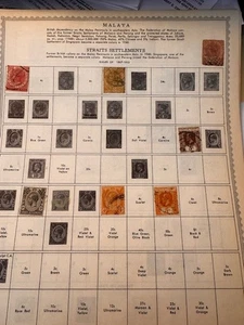 Malaya, 44 Straits Settlements Stamps on album sheets as shown, 1867 forward - Picture 1 of 14