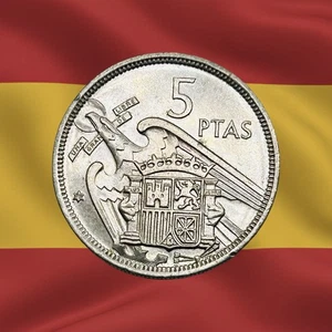1957 Spain 5 Pesetas - Franco Era - Combined Ship - Picture 1 of 2