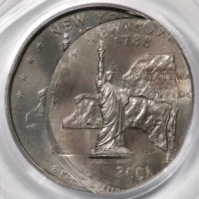 2001 PGCS MS66 Struck 5 Times New York Quarter Mint Error An Amazing Error - Image 1 of 4