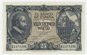 Spain España 25 Pesetas 9-1-1940 Pick 116.a XF+ Circulated Banknote - Picture 1 of 2