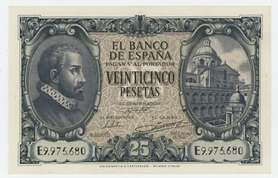 Spain España 25 Pesetas 9-1-1940 Pick 116.a XF+ Circulated Banknote - Image 1 of 2