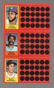 1981 Topps Scratch-off Cecil Cooper / Willie Wilson / Alan Trammell Near Mint - Picture 1 of 2