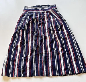 Oasis Stripe Button Front Midi Skirt New With Tags - Picture 1 of 8