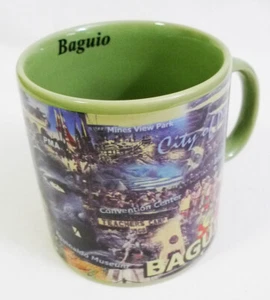 Vintage Baguio Philippinen grün Keramik übergroßer Tazza Kaffeebecher - Bild 1 von 9