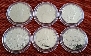 Beatrix Potter 50p Full 6 Set Coin Jemima-Squirrel-Rabitt-150th-Mrs. Tiggy-Tale - Picture 1 of 2