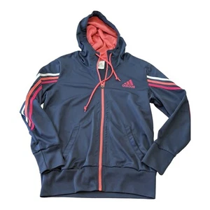 Adidas Jacket Womens Lage Full Zip Hooded Pockets Rainbow Stripe Athletic L - Picture 1 of 9