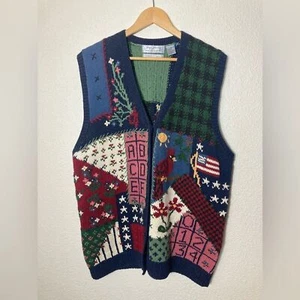 Signature by Northern Isles II hand knitted 1X sweater vest art to wear ABCs - Bild 1 von 8