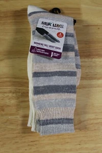 Calcetines altos Muk Luks para mujer - 2 pares - marfil/rayas - OSFM - NUEVOS CON ETIQUETAS - Imagen 1 de 4