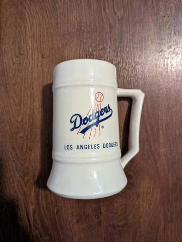 Vintage MLB Los Angeles Dodgers Beer Stein Mug  promotional stoneware, ceramic Cover
