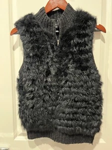 Theory black Rabbit fur vest (small), zip closure - Picture 1 of 6