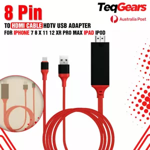 8 Pin to HDMI Cable HDTV USB Adapter For iPhone 7 8 X 11 XR Pro Max iPad iPod - Picture 1 of 2
