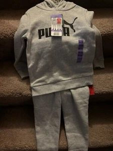 Puma Youth 3 Piece Hoodie, Shirt & Jogger Set (Grey/Red/Black/White) - Picture 1 of 3