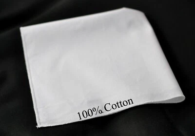 Мужчины унисекс белый 100% хлопок официальный карман квадратный ручной носовые платки свадьбы - Изображение 1 из 3