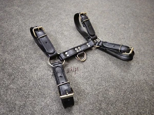 MEN LEATHER ADJUSTABLE CHEST STRAP HALF HARNESS CLUB-WEAR COSTUME COLOUR OPTION - Picture 1 of 6