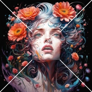 Floral Hai Portrait ART Digital Bild Bild Fototapete Hintergrund - Bild 1 von 3