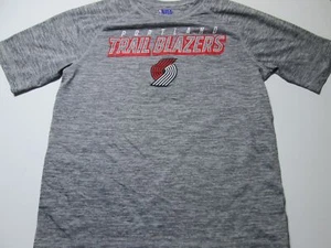 NBA Youth Size M T-Shirt Gray Short Sleeve Crew Neck Stretch Trail Blazers Logo - Picture 1 of 5