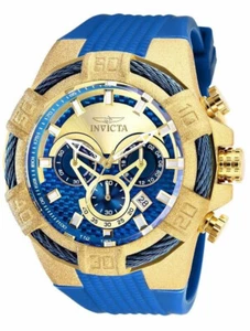 (NEW) Invicta 26527 Bolt Chronograph 52mm Gold Blue Dial Silicone Men's Watch - Picture 1 of 4