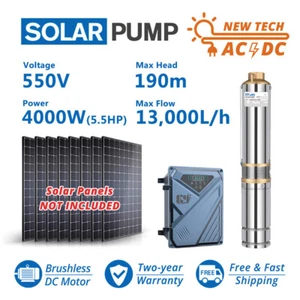 Bomba de agua solar de pozo profundo de 4" CA/DC 4 KW sumergible 380 V 190 m bomba solar - Imagen 1 de 8