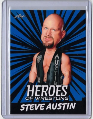 STEVE 'STONE COLD' AUSTIN 2023 Leaf Heroes of Wrestling BLUE Parallel #9 WWF WWE - Image 1 of 2