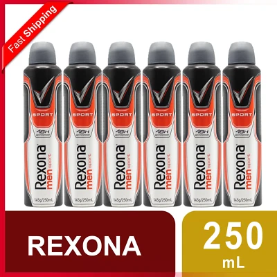 6 x REXONA DEODORANT MEN SPORT DEO 48HR ANTIPERSPIRANT AEROSOL SPRAY 145g/250mL - image 1 of 4