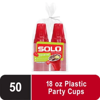 Red Solo Party Plastic Disposable Cups, 18 oz, 50 Count - Image 1 of 4