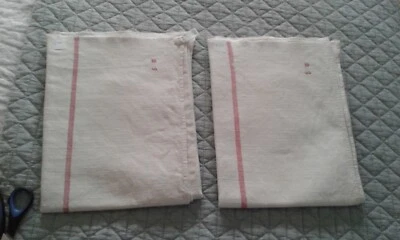 2 TORCHONS ANCIENS EN LIN ET CHANVRE ,brodé MS. n°43 - Photo 1/4