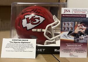Christian Okoye Autographed Kansas City Chiefs Mini Helmet JSA Authenticated