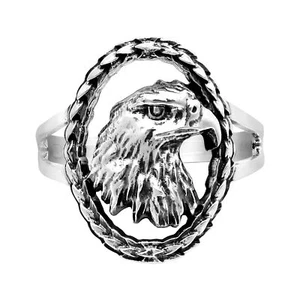 Majestuoso anillo de plata esterlina con cabeza de águila calva-9 - Imagen 1 de 6