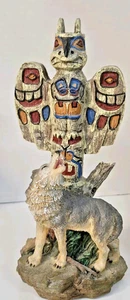Estatuilla de Lobo con Tótem Estatua Estilo Nativo Decoración 9" Alto Resina - Imagen 1 de 11