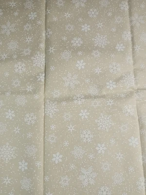 Fabric Ivory Background White Snowflakes 21" x 45" - Image 1 of 3
