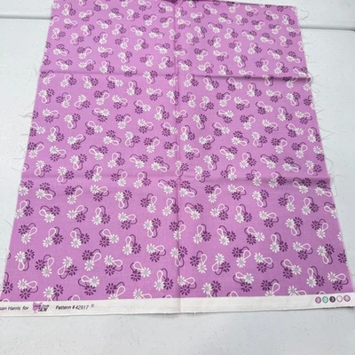 vintage harris quilting purple floral daisy cotton 18x42 42197 - Image 1 of 4