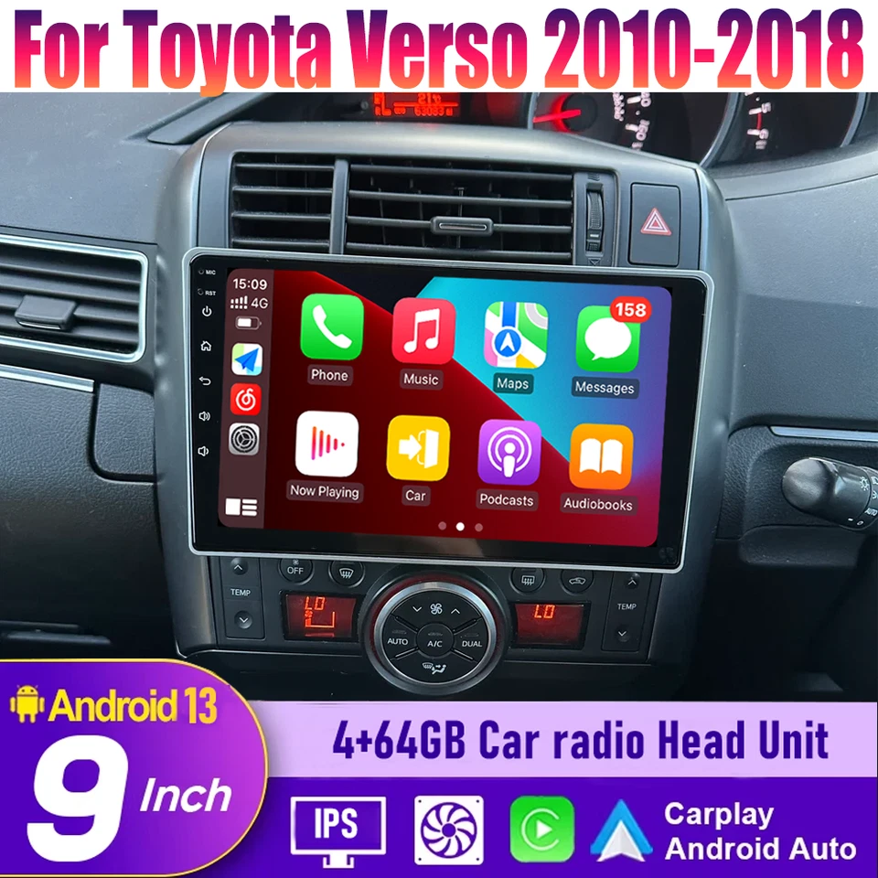 Actualización inalámbrica de radio de coche Android Carplay de 4-64 GB para Toyota Verso 2010-2018 Foto 1 de 4