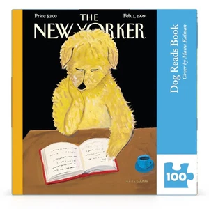 Dog Reads Book The New Yorker 100 Piece Mini Jigsaw Puzzle NYPC New - Picture 1 of 2