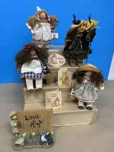 Vintage Primitive Doll Lot Lizzie High Birthday Easter Valentine Sunflower Fence - Picture 1 of 24