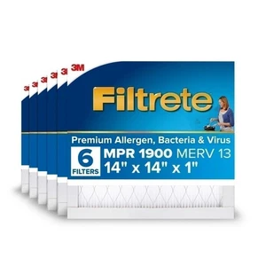 Filtrete 14x14x1 AC Furnace Air Filter, MERV 13, MPR 1900, Premium Allergen,... - Picture 1 of 9
