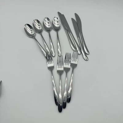 12 Pc Stainless Silverware Set - 4 each Forks Knives Spoons - Heavy Duty Vietnam - Image 1 of 4