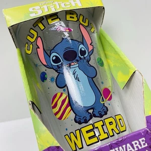 Disney Lilo and Stitch Pint Glass 16oz Outer Space Ship Stitch Drinking Cup NEW - Picture 1 of 13
