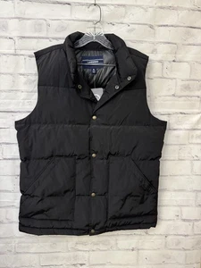Lands’ End Med 38-40 Black Down Vest Silver Premium Down 600 Fill Hyper Dry New - Picture 1 of 8