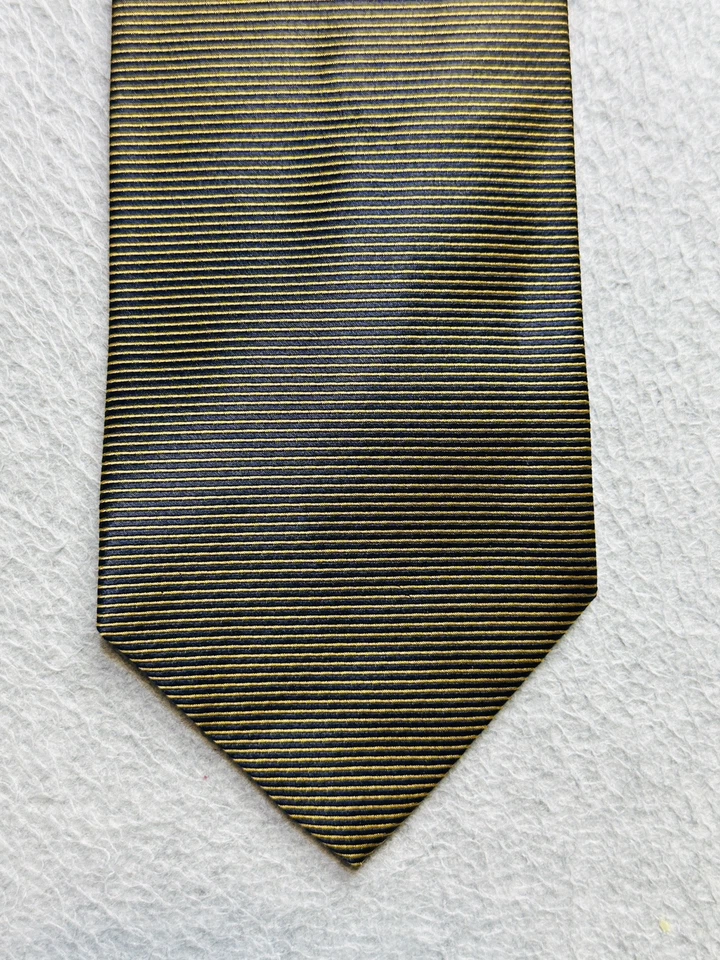 VINTAGE Brandini Gravata Gravata Adulto Marrom Preto Designer Seda EUA Masculino - Imagem 1 de 4