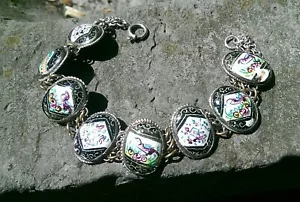 altes Armband Silber Emaille - Bild 1 von 6