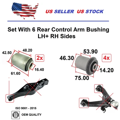 Rear Control Arm Bushing For Mitsubishi Montero 2001-2006 Set Upper LH+RH - Image 1 of 4