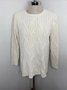 J Jill Womens Chenille Sweater Size XL Off White Cable Knit Crew Neck - Picture 1 of 8