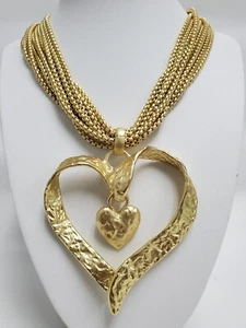 Jewa Necklace Heart Pendant Gold Tone 19" - Picture 1 of 20