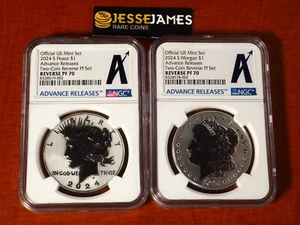 2024 S REVERSE PROOF SILVER PEACE & MORGAN DOLLAR NGC PF70 ADVANCE RELEASE 'A' - Picture 1 of 6