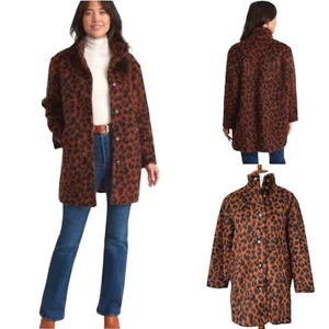 Marine Layer Stephanie Coccoon Cheetah Print Cozy Wool Blend Coat Women’s Medium - Picture 1 of 12