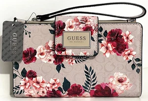 GUESS Abree PHONE WALLET Floral Logo Wristlet Purse NEW WITH TAGS • AUTHENTIC - Picture 1 of 10