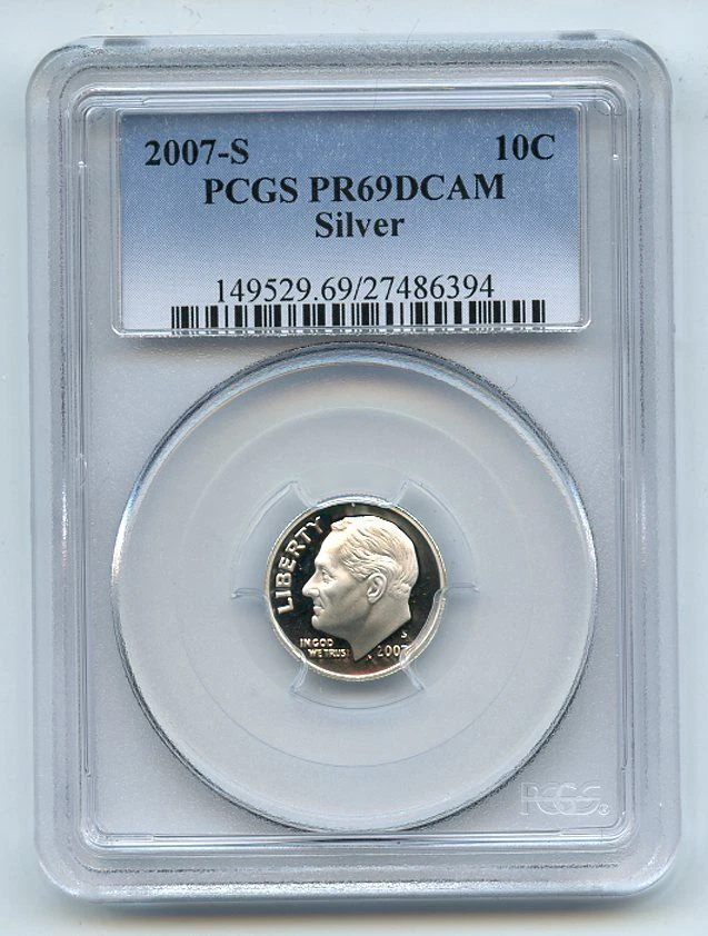 2007 S 10C Silver Roosevelt Dime PCGS PR69DCAM - Image 1 of 1